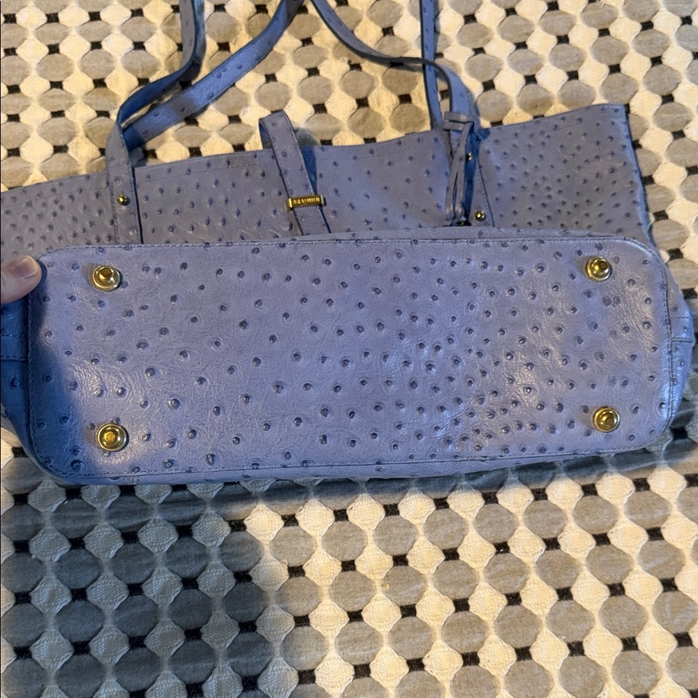 Brahmin Blue Ostrich-Embossed Leather Tote - Picture 2 of 4